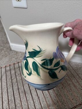 Gail Pittman Vintage Hand-Painted Ceramic Annabella Floral Pitcher